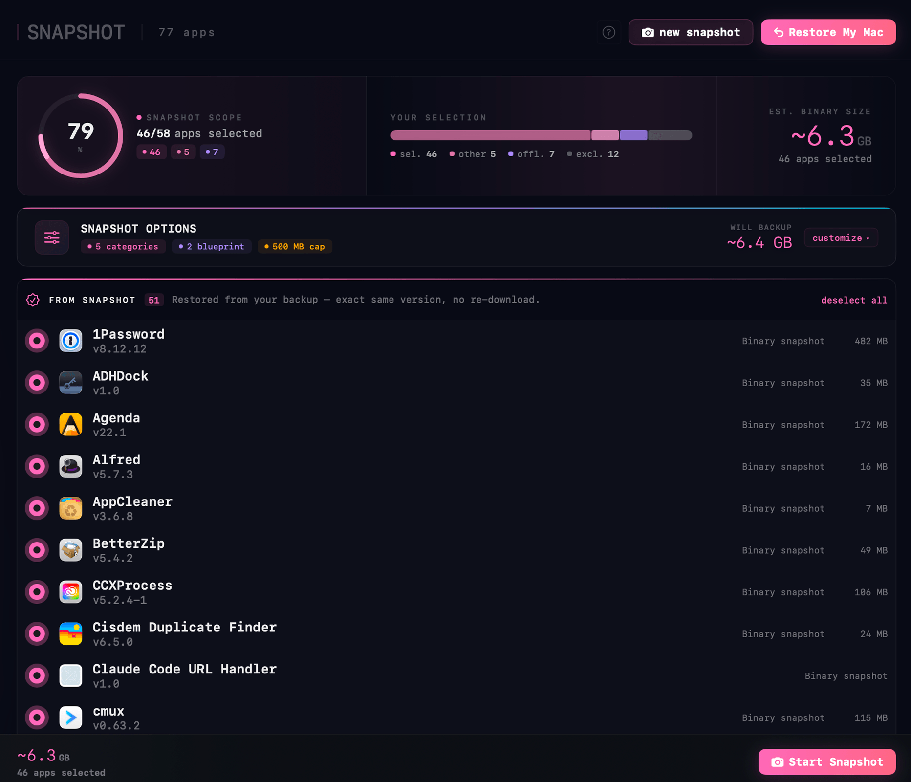 Snapshot — restore from backup